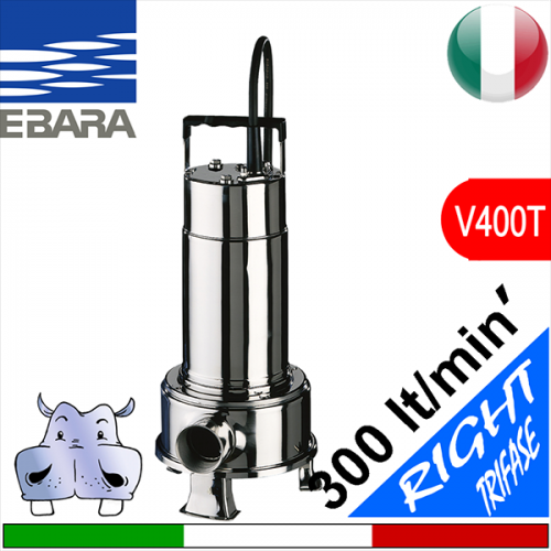 EBARA Pompa electrică submersibilă pentru canalizare RIGHT Trifazată, rotor vortex