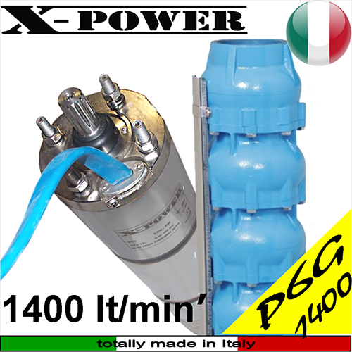 X-POWER - Elettropompe sommerse  P6G SEM 1400 litri, per pozzi, motorizzazione X-POWER MX6