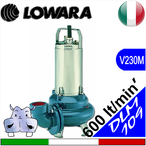 LOWARA Elettropompa Sommersa per fognature DLM109, girante monocanale, senza galleggiante elettrico premontato