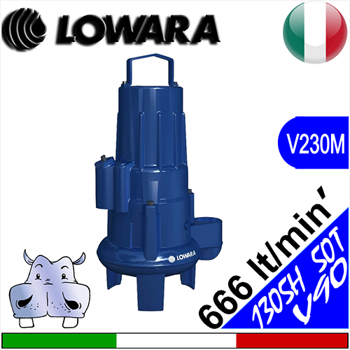 LOWARA Elettropompa Sommersa per fognature 1310H-50T.251.V90.230-10, girante vortex,  standard senza galleggiante elettrico premontato