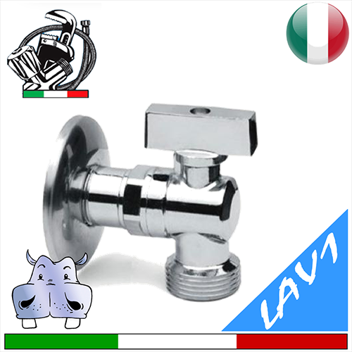 Rubinetto lavatrice LAV1 in ottone cromato con rosone