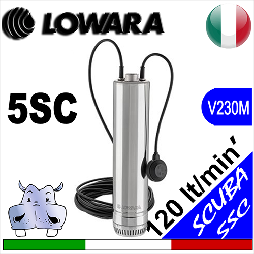 Lowara - Sommersa monoblocco 5SC CG - versione monofase completa di galleggiante