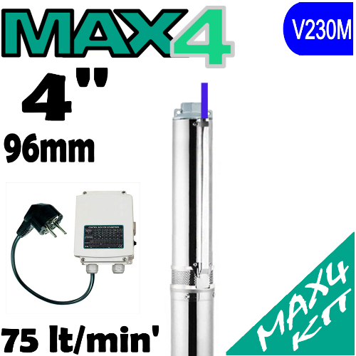 X-POWER - Pompe sommerse  MAX4 2XP complete di quadro avviatore