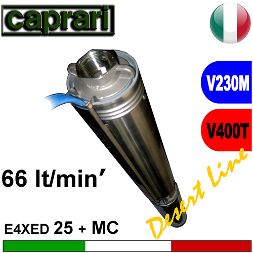 Caprari - Elettropompa sommersa completa E4XPD25+UNIMOTOR 230 Trifase - idonea per inverter MT 2