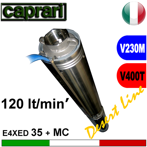 Caprari - Elettropompa sommersa completa E4XPD35+UNIMOTOR 230 Trifase - idonea per inverter MT 2