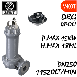 ZENIT - Sommersa  fognature serie Grey DRG mandata orizzontale DN250 4 poli alimentazione trifase