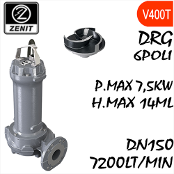 ZENIT - Sommersa  fognature serie Grey DRG mandata orizzontale DN150 6 poli alimentazione trifase