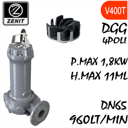 ZENIT - Sommersa  fognature serie Grey DGG mandata orizzontale DN65 4 poli alimentazione trifase