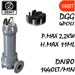 ZENIT - Sommersa  fognature serie Grey DGG mandata orizzontale DN80 4 poli alimentazione trifase