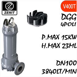 ZENIT - Sommersa  fognature serie Grey DGG mandata orizzontale DN100 4 poli alimentazione trifase