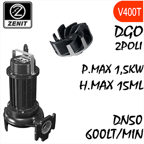 ZENIT - Sommersa  fognature serie O DGO mandata orizzontale DN50 alimentazione trifase