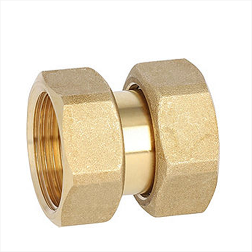 Raccordo dritto con girello FF in ottone giallo 2