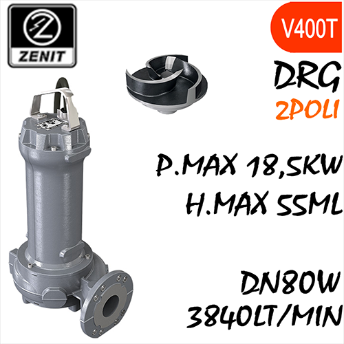 ZENIT - Sommersa  fognature serie Grey DRG mandata orizzontale DN80W alimentazione trifase