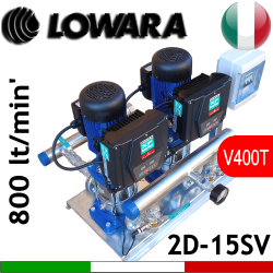 Gruppo booster twin pumps Lowara 2D SV20 15SVF 2 inverter a bordo con alimentazione trifase 3x400