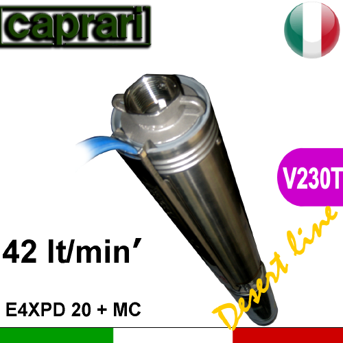 Caprari - Elettropompa sommersa completa E4XPD20+UNIMOTOR 230 Trifase - idonea per inverter MT