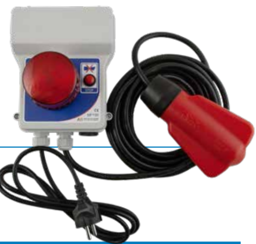 Allarme acustico-luminoso - sirena e lampeggiante in bassa tensione completo di batteria tampone - tacitabile VERSIONE CABLATA CON SPINA SCHUKO E GALLEGGIANTE ELETTRICO  2