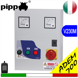 Tablou de pornire pentru pompa electrică, DIRECT MOTOR PLUS V230M - ADEM 700 monofazat complet cu amperometru și voltmetru