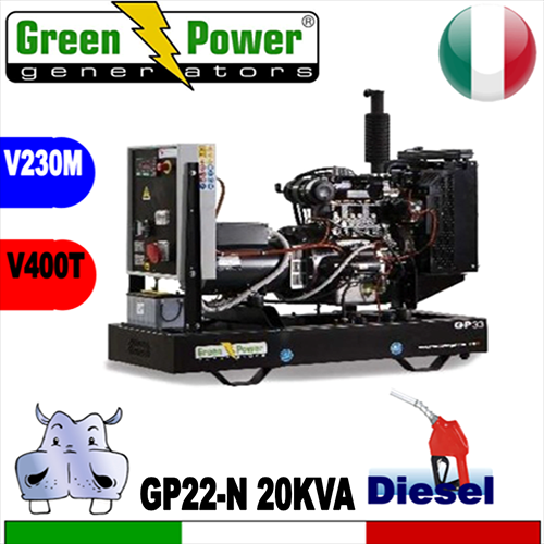 Generatore Gruppo Elettrogeno diesel GP22-N 20KVA Trifase - Aperto - avviamento elettrico