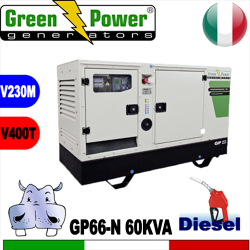 Generatore Gruppo Elettrogeno diesel GP66-N 60KVA Trifase - Silenziato  - avviamento elettrico