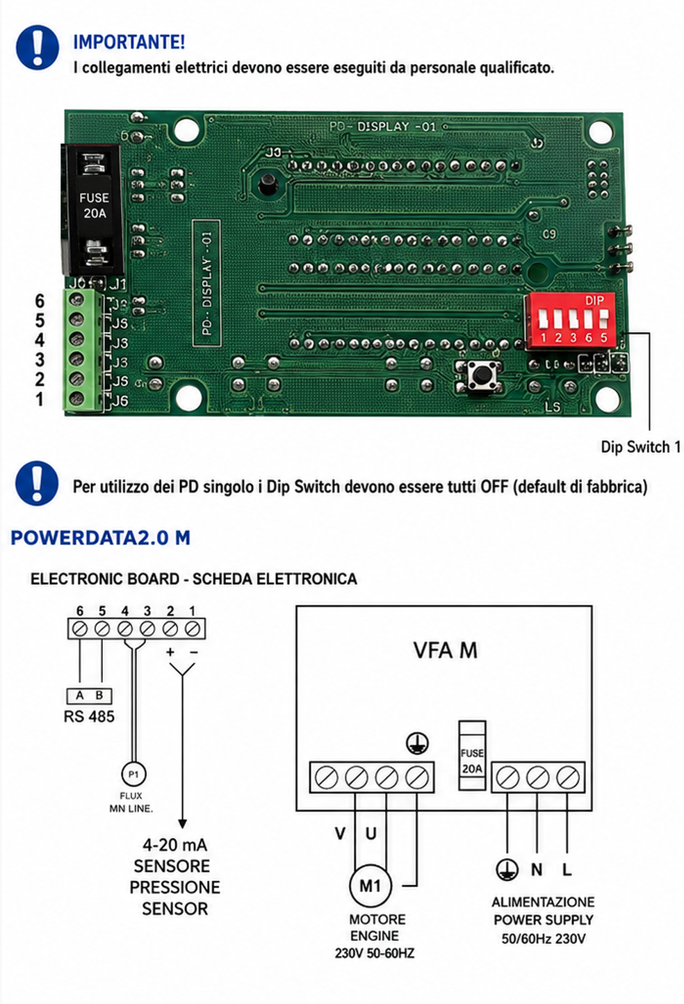 SCHEDA TECNICA COLLEGAMENTI INVERTER PER ELETTROPOMPA