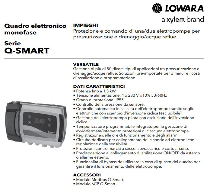 qcl10 quadro elettrico controllo livello pippohydro lowara vendita e assistenza