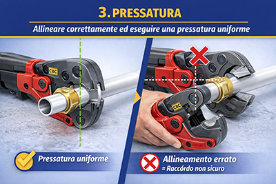 Fase 3: pressatura Assicurati di allineare correttamente la pressatrice e di eseguire una pressatura uniforme.