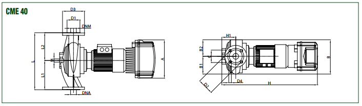 disegno tecnico pompe elettroniche in linea con inverter incorporato regolazione automatica dei giri mediante trasduttore di pressione