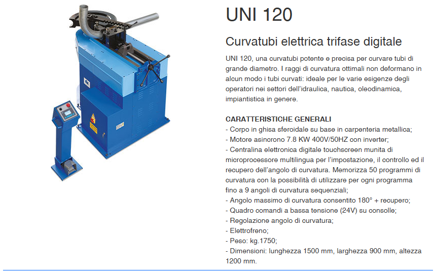 CBC pippohydro curvatubi attrezzatura idraulica uni 120 curvare tubi con display touchscreen trifase