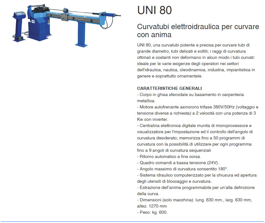 CBC pippohydro curvatubi attrezzatura idraulica uni 80 curvare tubi con anima con display touchscreen trifase